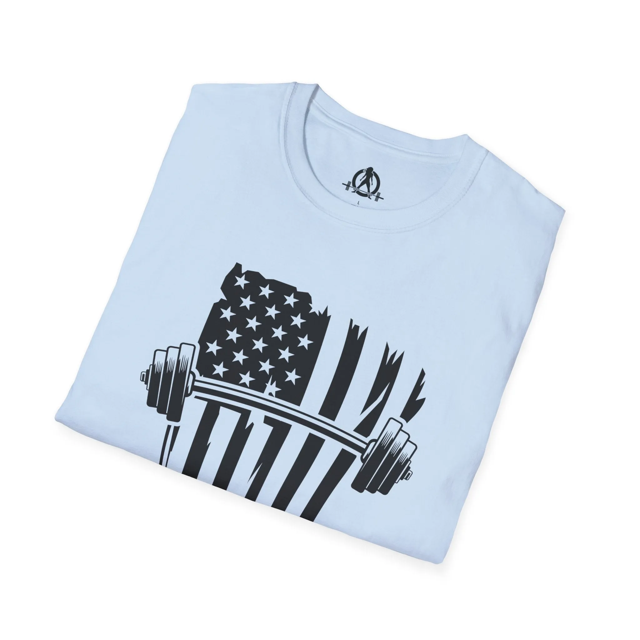 USA Barbell  - Unisex Softstyle T-Shirt - Black Logo - Plain Back