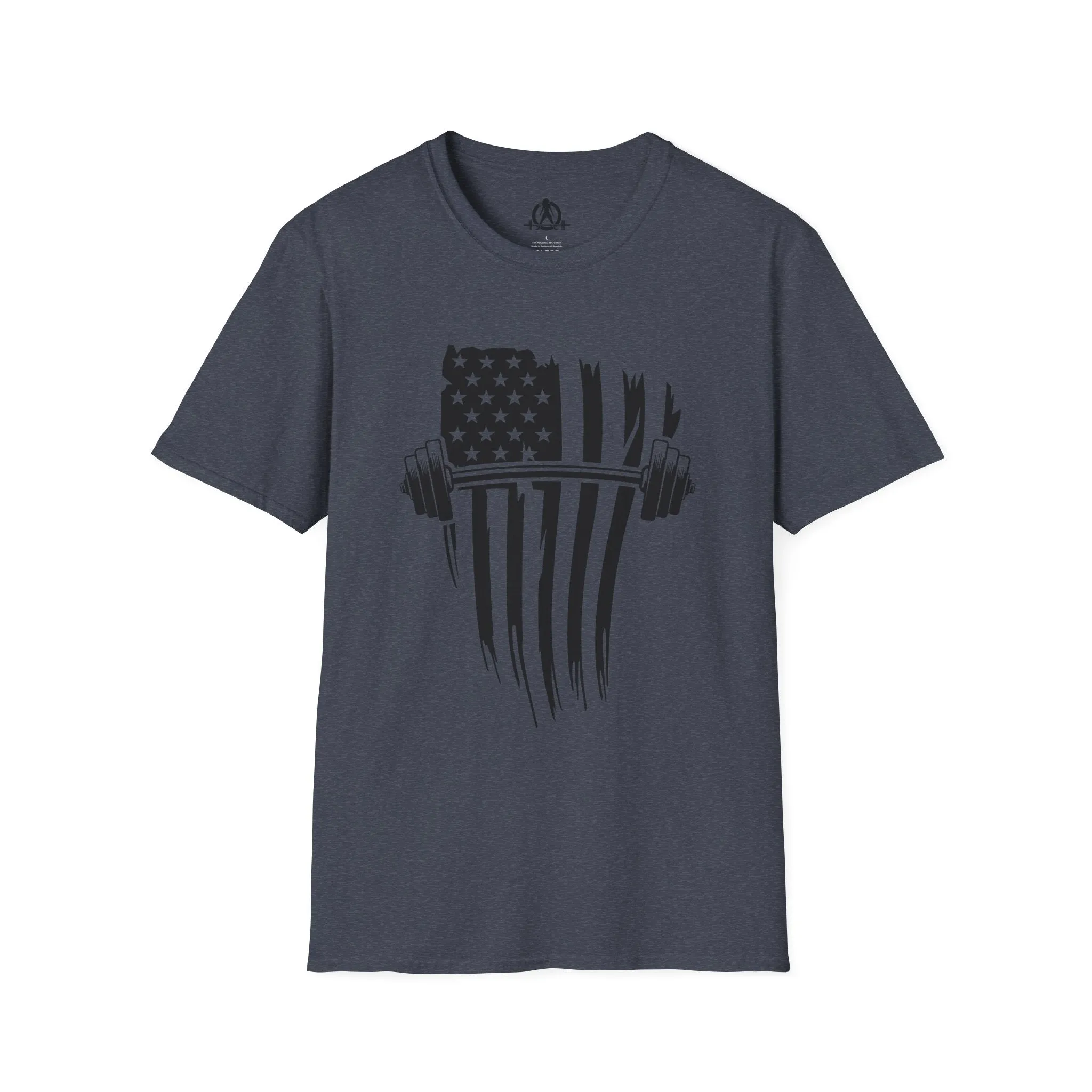 USA Barbell  - Unisex Softstyle T-Shirt - Black Logo - Plain Back