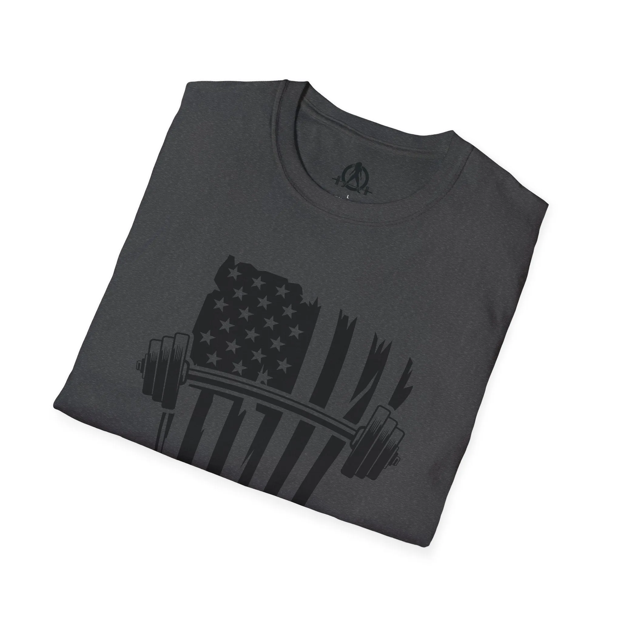USA Barbell  - Unisex Softstyle T-Shirt - Black Logo - Plain Back
