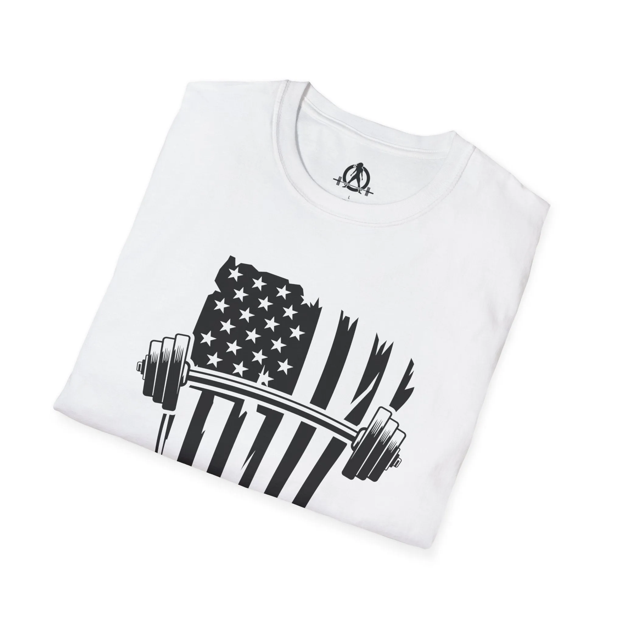 USA Barbell  - Unisex Softstyle T-Shirt - Black Logo - Plain Back