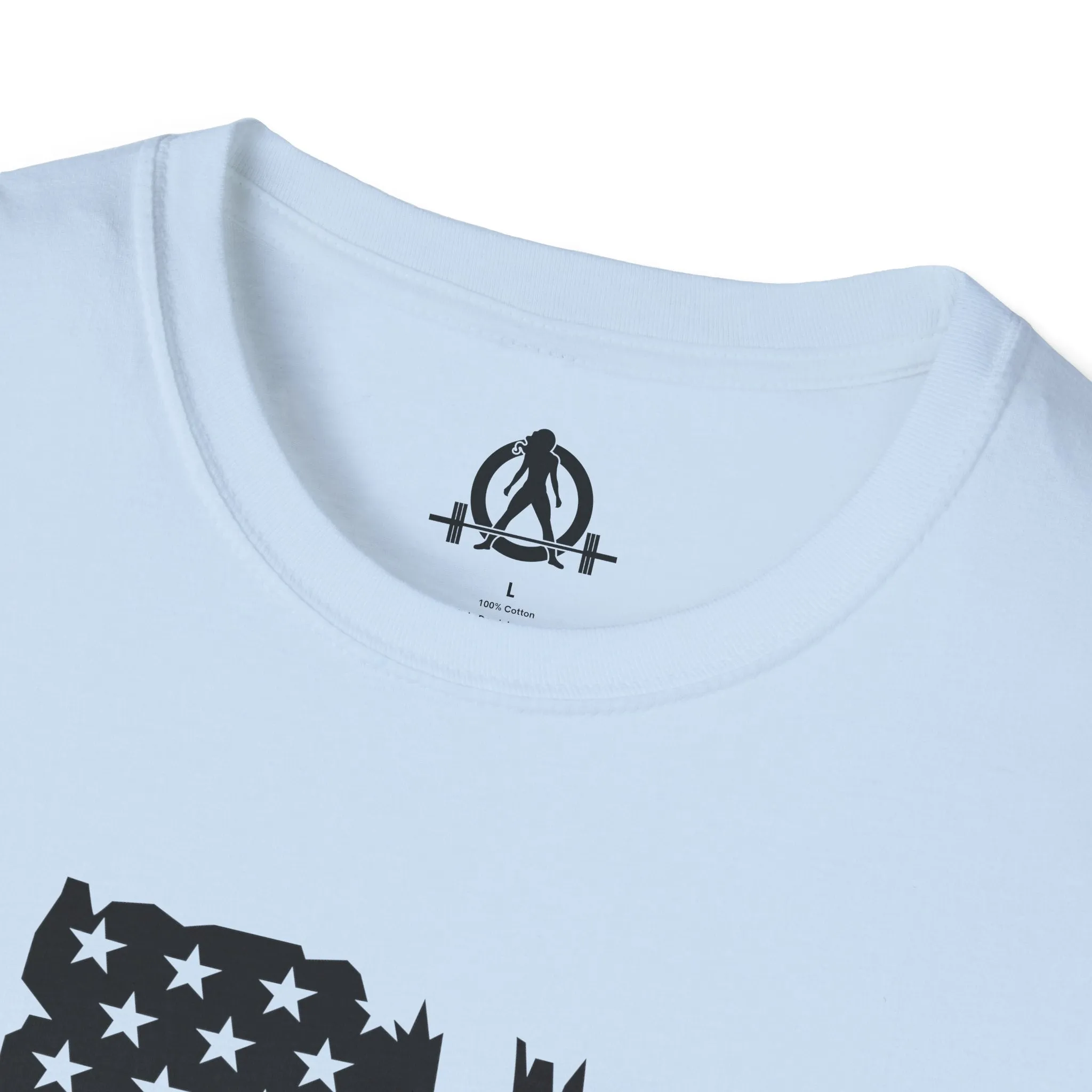 USA Barbell  - Unisex Softstyle T-Shirt - Black Logo - Plain Back