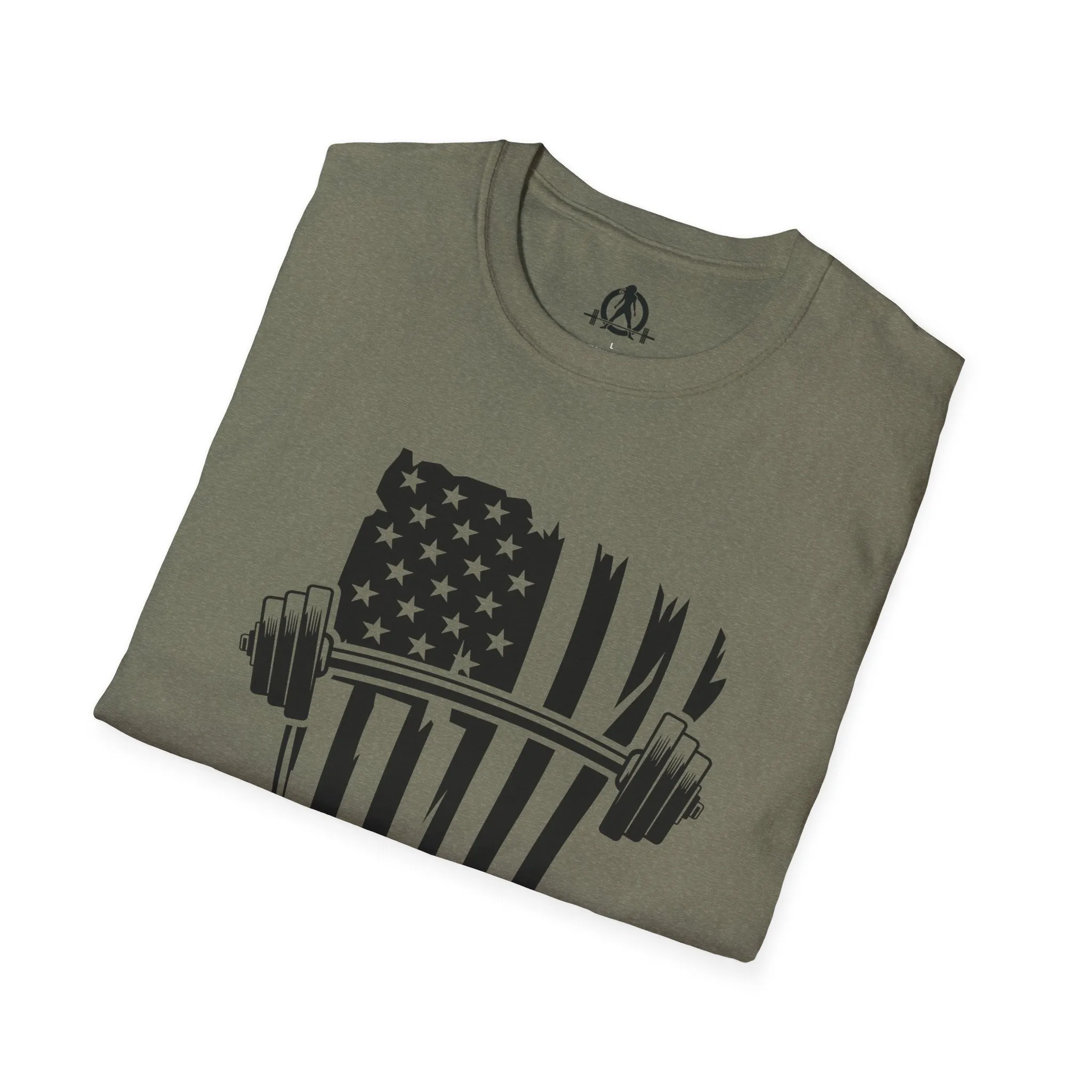 USA Barbell  - Unisex Softstyle T-Shirt - Black Logo - Plain Back