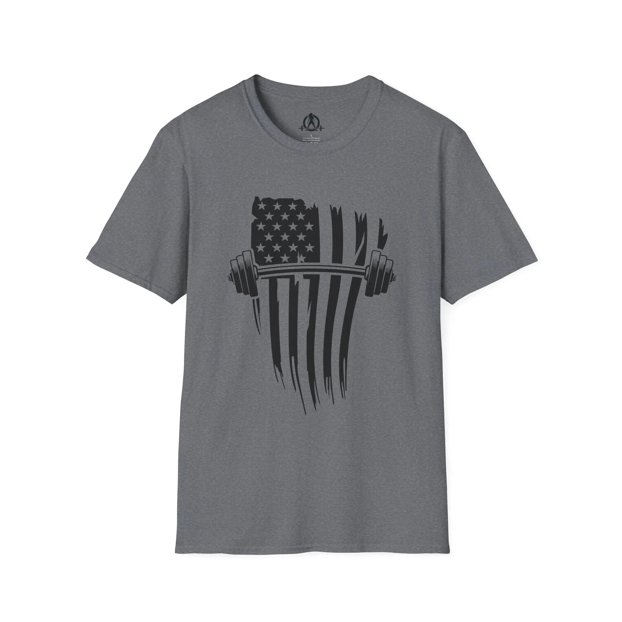 USA Barbell  - Unisex Softstyle T-Shirt - Black Logo - Plain Back