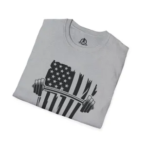 USA Barbell  - Unisex Softstyle T-Shirt - Black Logo - Plain Back