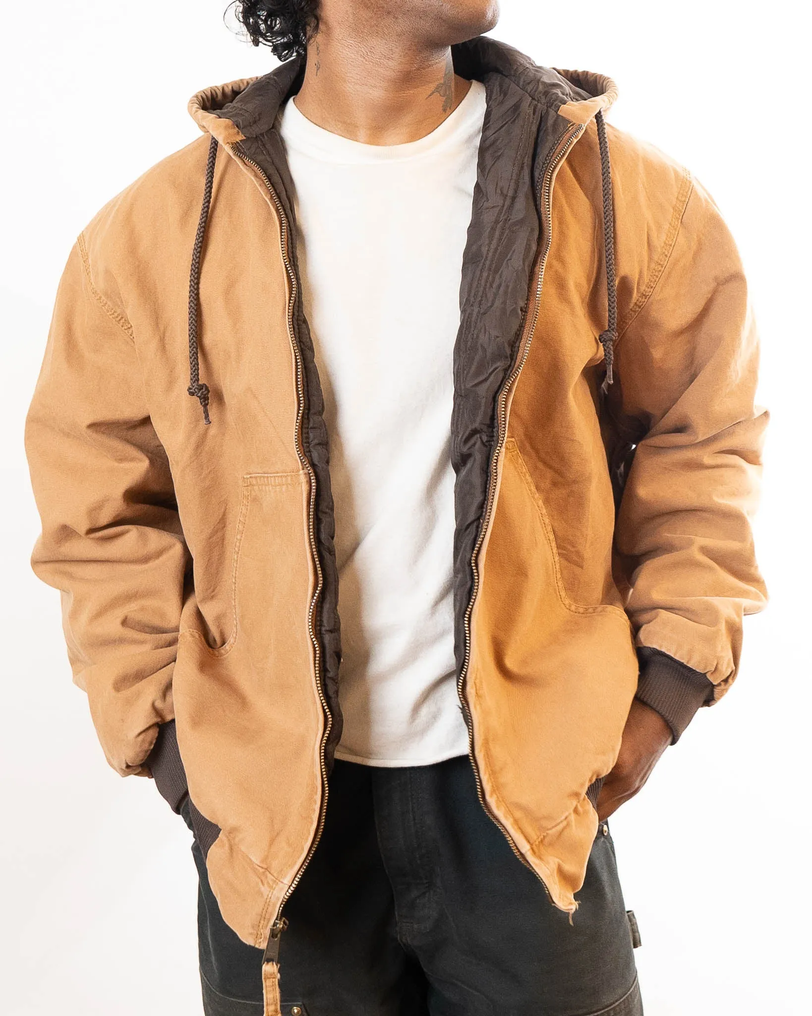 Vintage Tan Hooded Jacket