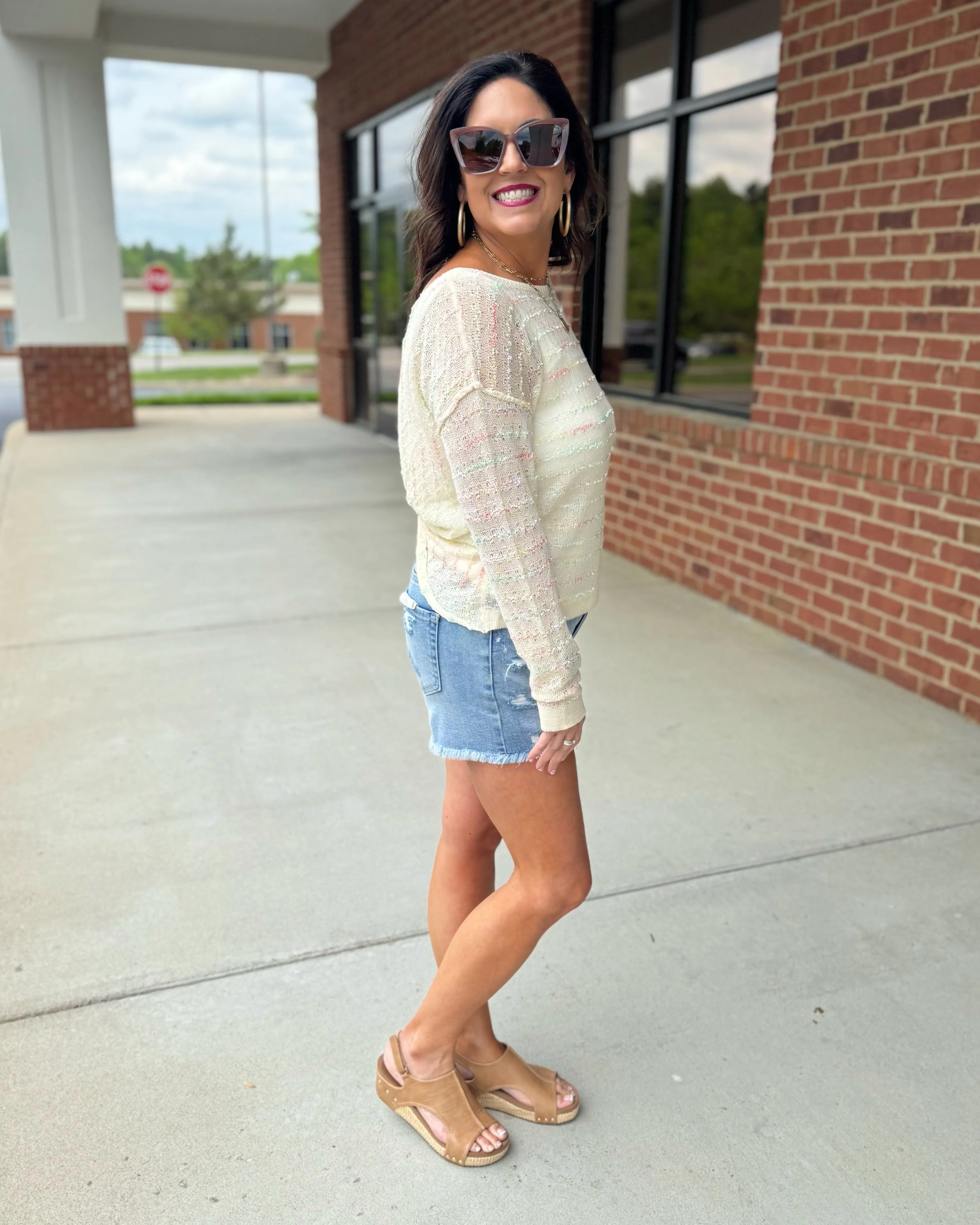 Violet Twist Back Sweater in Cream