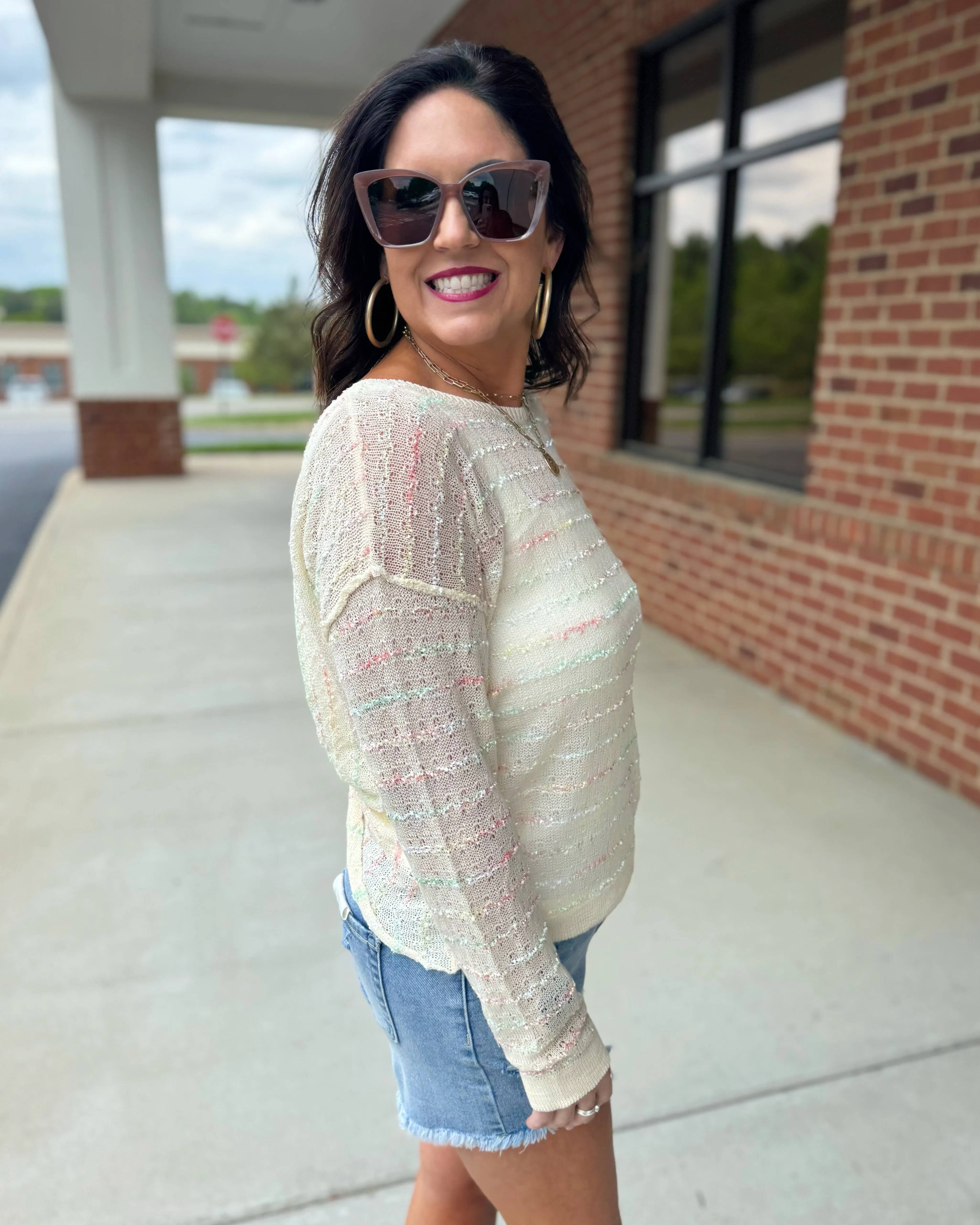 Violet Twist Back Sweater in Cream
