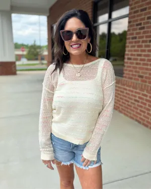 Violet Twist Back Sweater in Cream