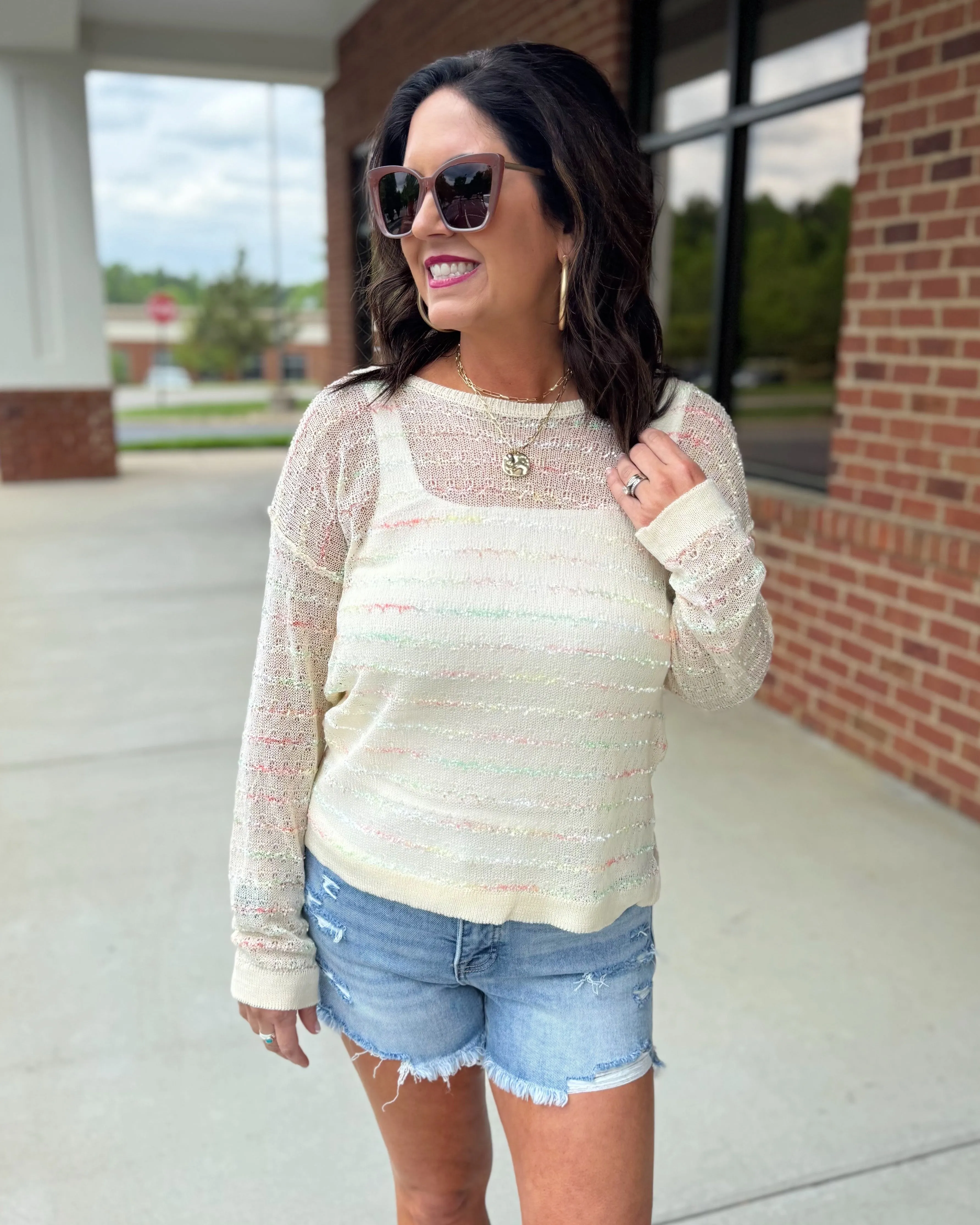 Violet Twist Back Sweater in Cream