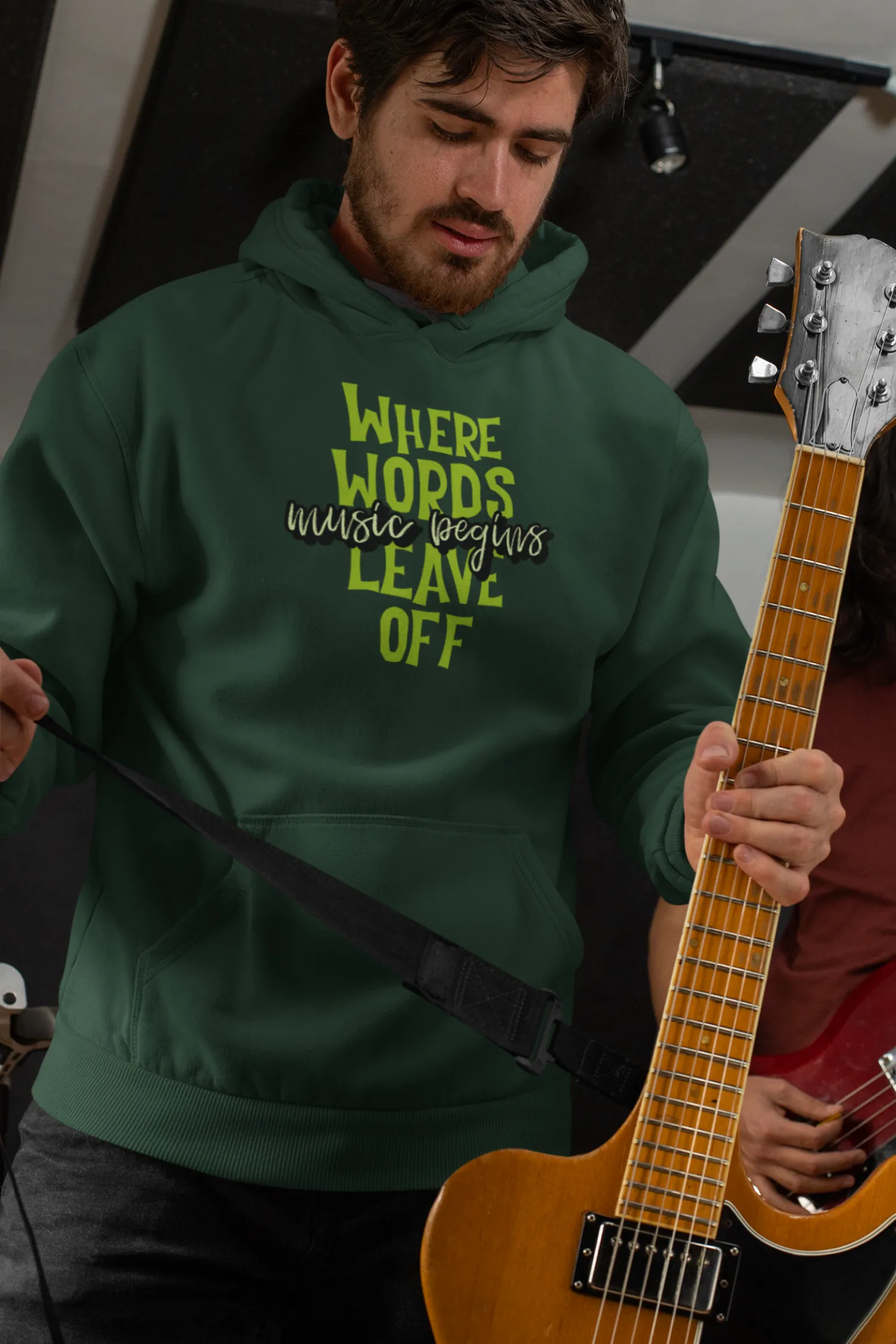 Where Words Leave Off Music Begins Men's Hoodie
