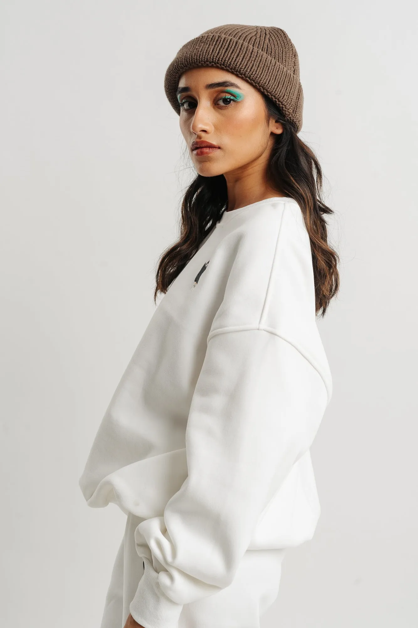 White Two Piece Sweatshirt And Jogger Set