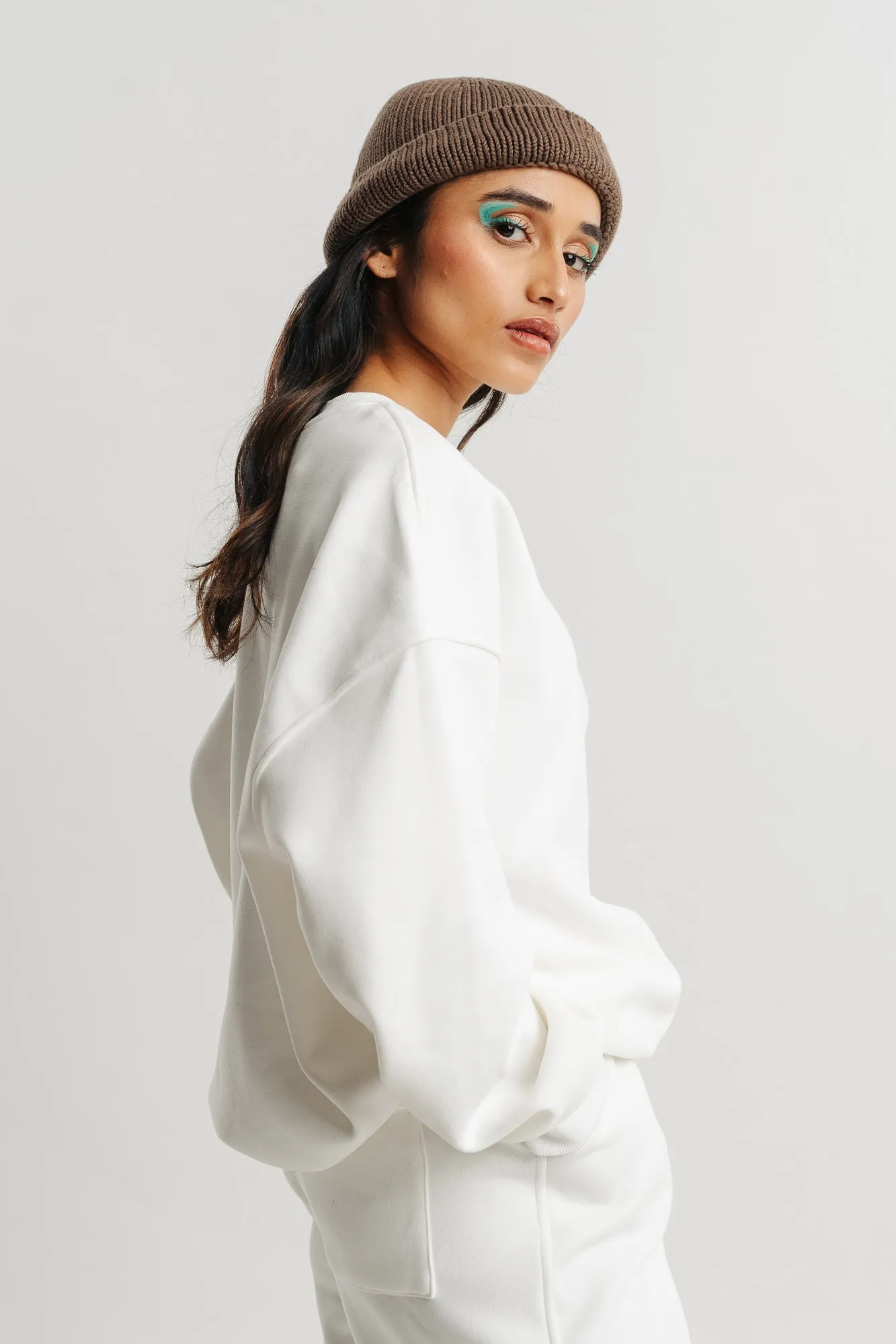 White Two Piece Sweatshirt And Jogger Set