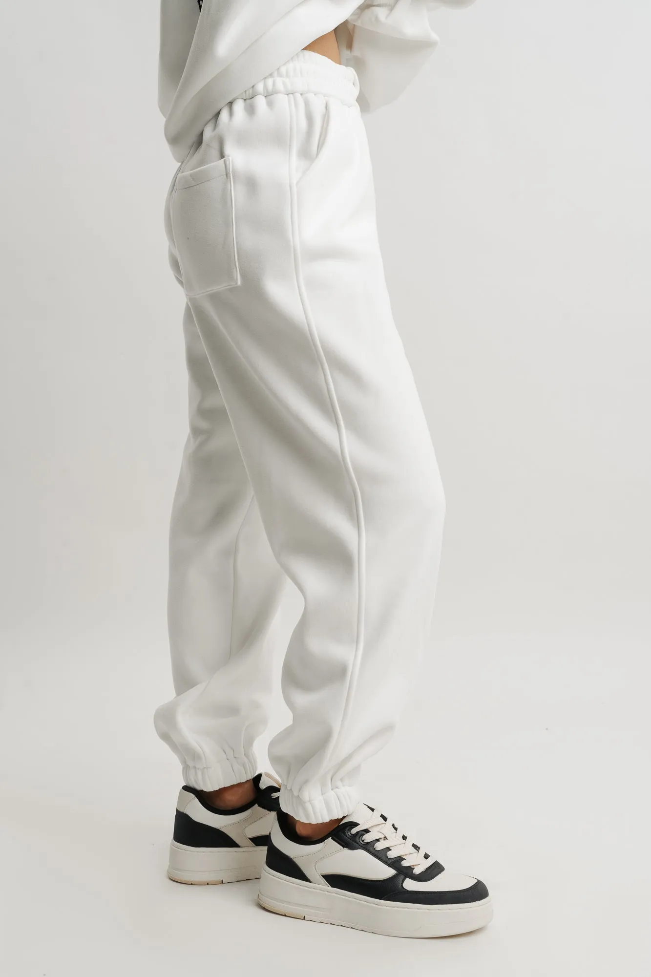 White Two Piece Sweatshirt And Jogger Set