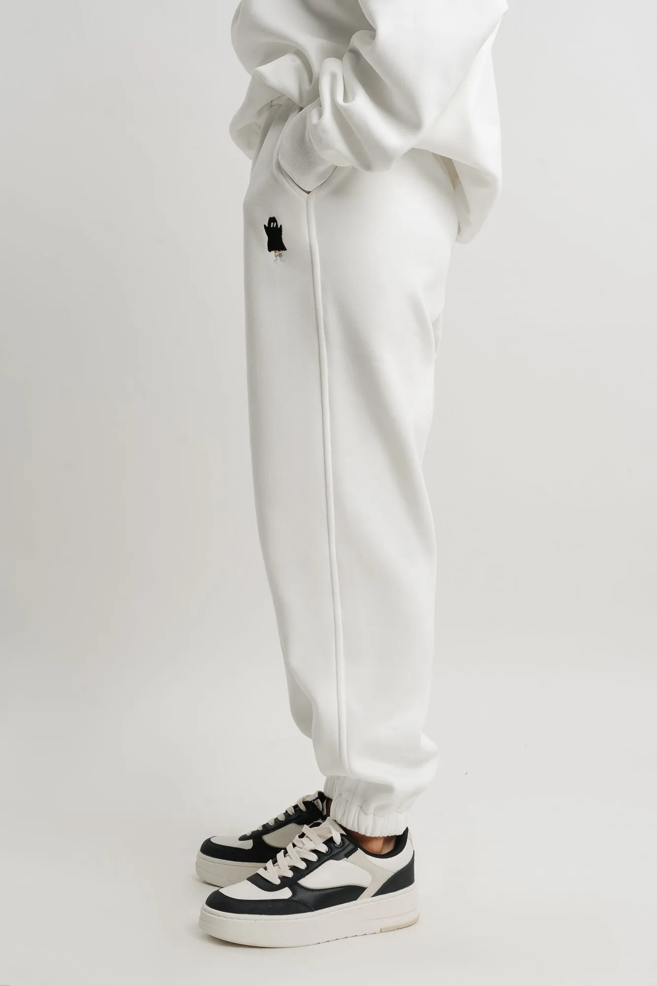 White Two Piece Sweatshirt And Jogger Set