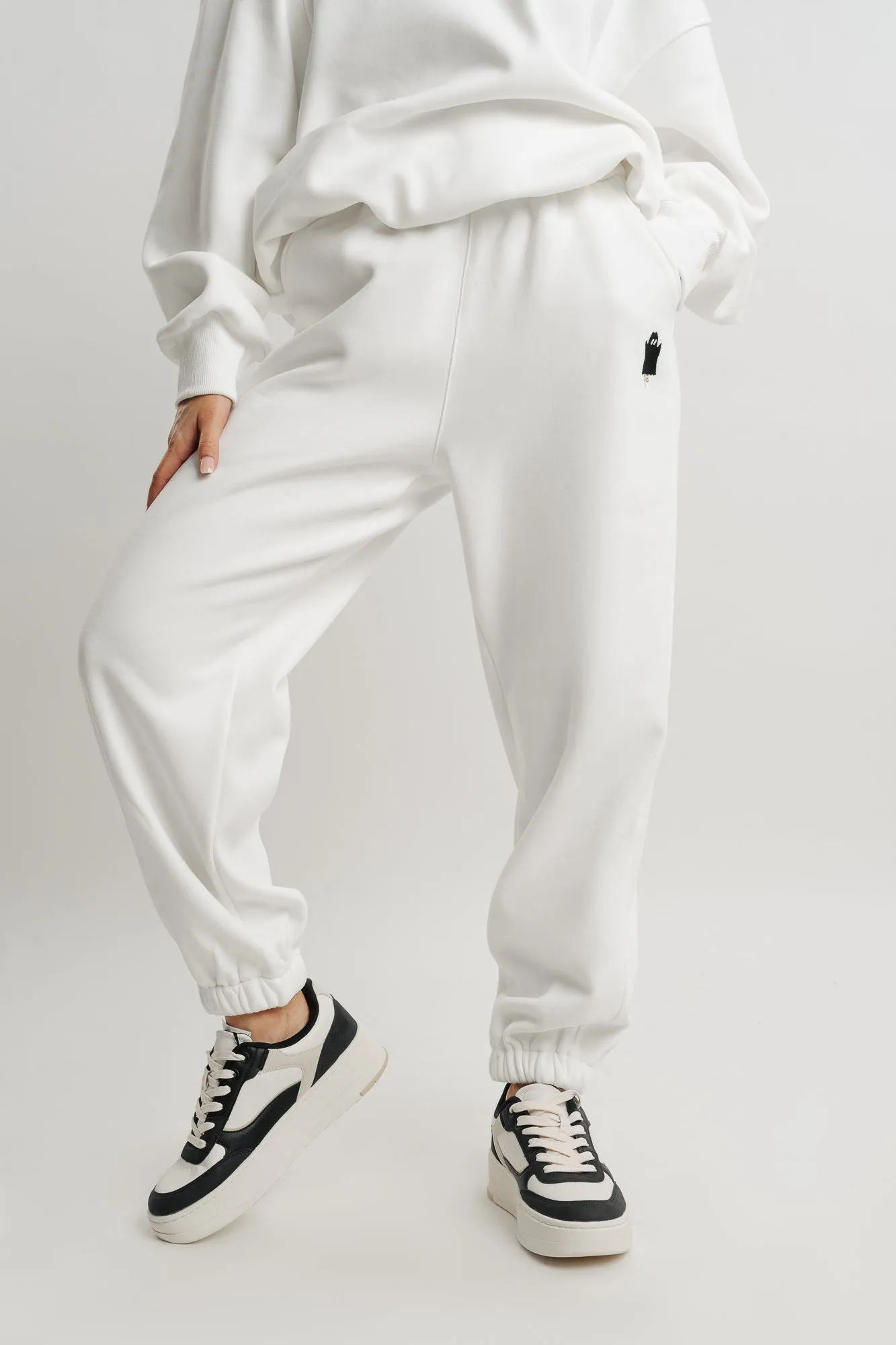 White Two Piece Sweatshirt And Jogger Set