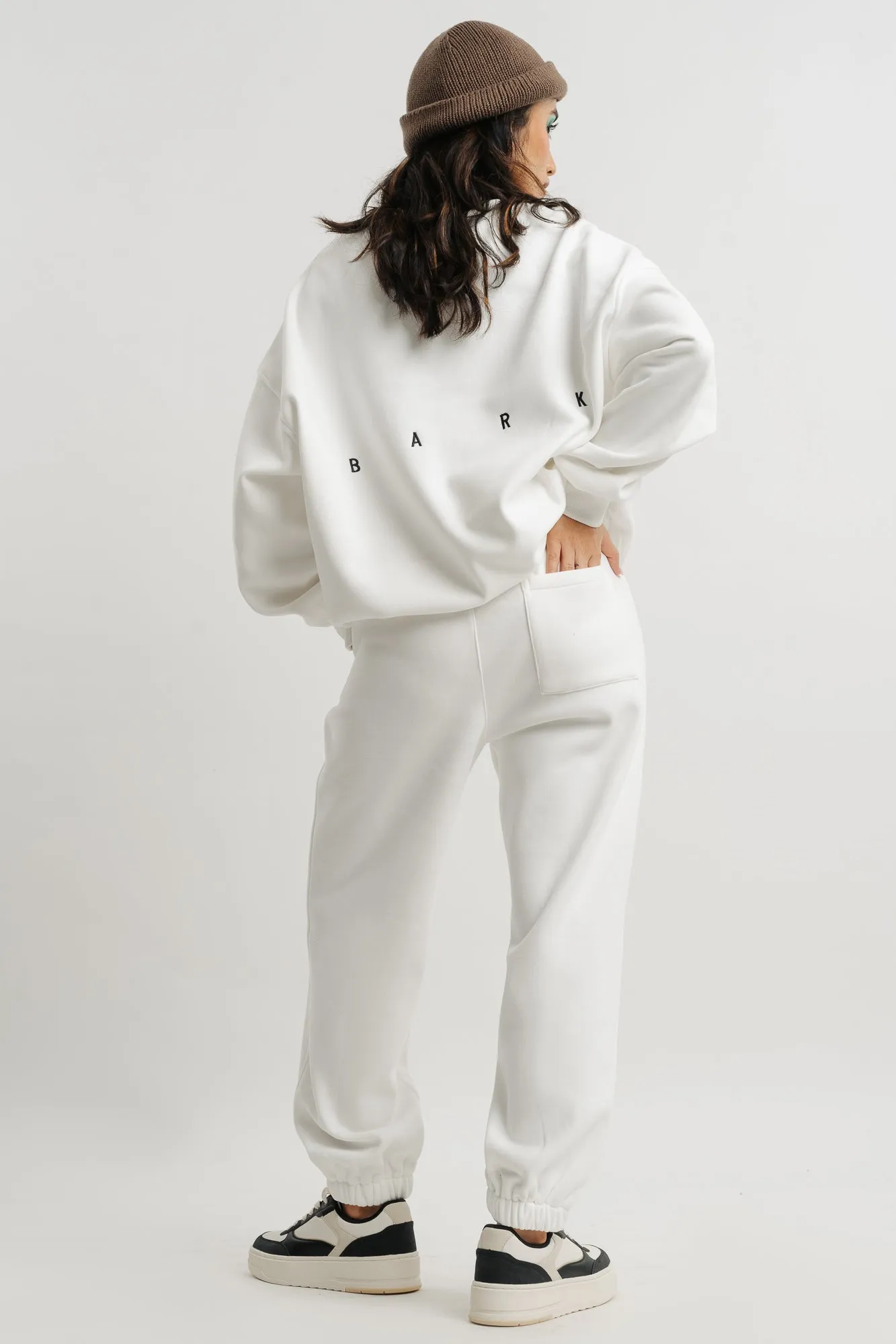 White Two Piece Sweatshirt And Jogger Set