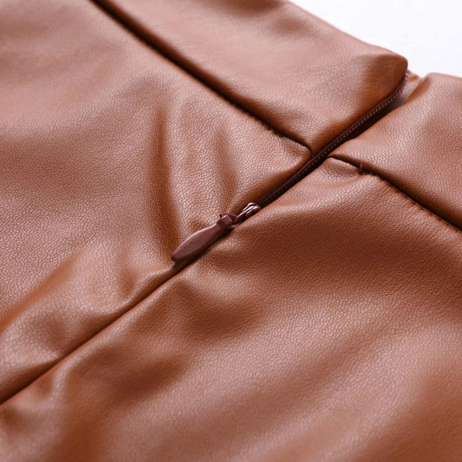 Womens Faux Leather Maxi Skirts Fashion Solid Versatile Zip Back Ruched Midi Skirt Soft Comfy A Line Skirt 2025 Skirt
